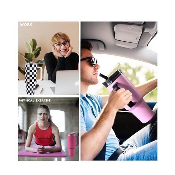 30 oz Tumbler with Handle Detachable Flip Straw Vacuum Insulated Leak Proof - Picture 6 of 6